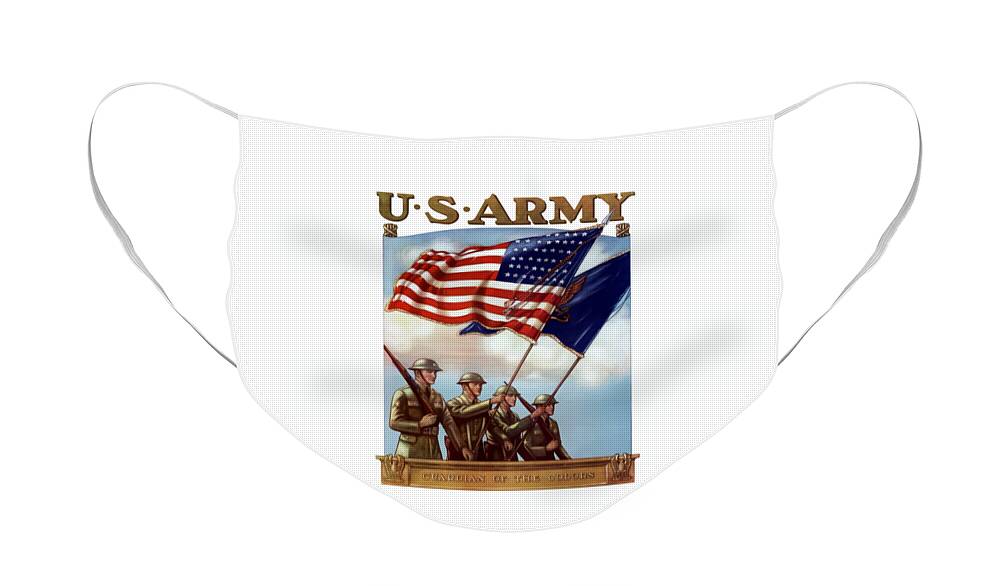 Us Army Face Mask featuring the painting US Army -- Guardian Of The Colors by War Is Hell Store
