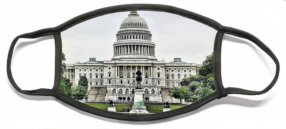 United States Face Mask featuring the photograph U.S. Capitol Building by La Dolce Vita