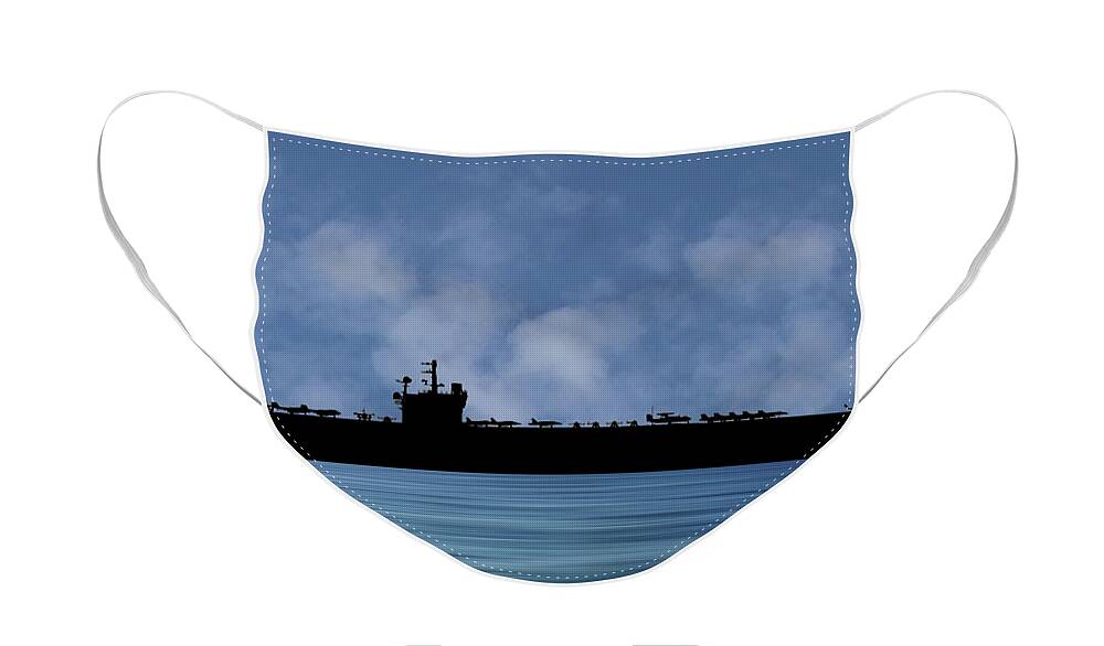 Uss George H W Bush Face Mask featuring the photograph USS George H.W. Bush 2009 v1 by Smart Aviation
