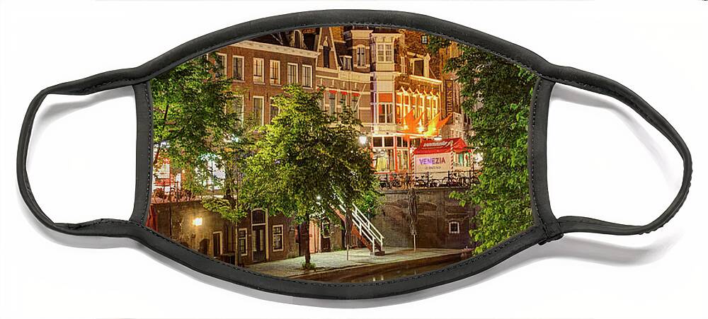 Amsterdam Face Mask featuring the photograph Utrecht at night by Sharon Ann Sanowar