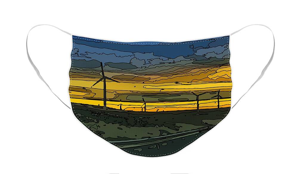 Windmills Face Mask featuring the photograph Vantage Windmills by Jerry Abbott
