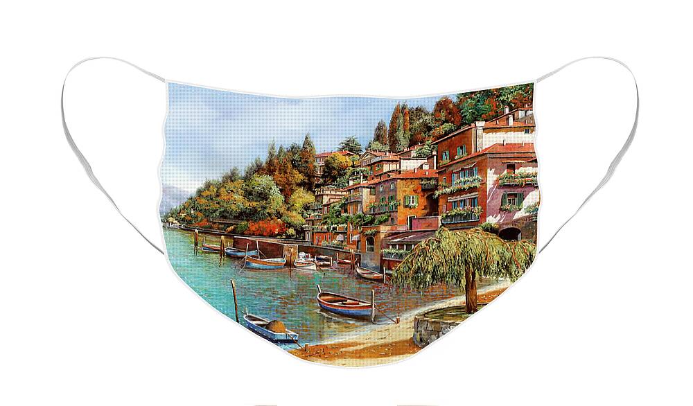 Lake Como Face Mask featuring the painting Varenna sul lago di como by Guido Borelli