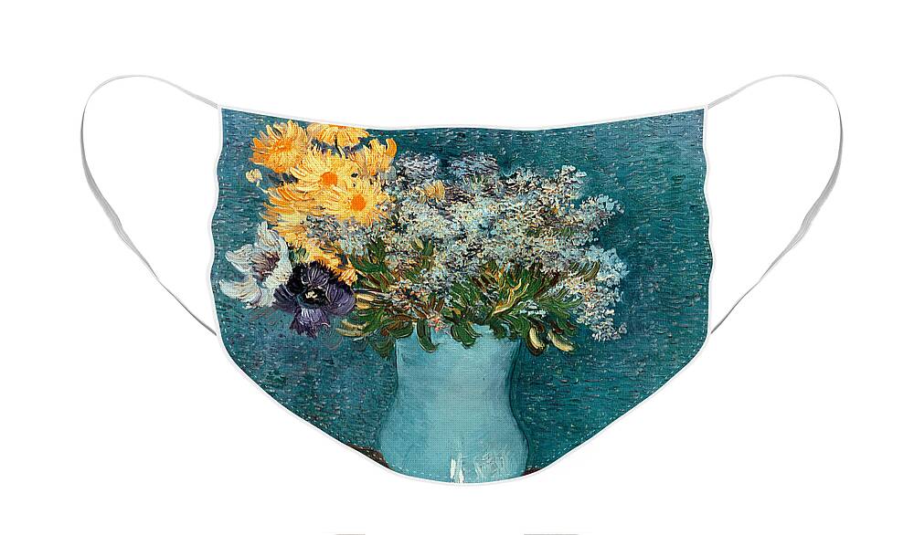 Vase Face Mask featuring the painting Vase of Flowers by Vincent Van Gogh