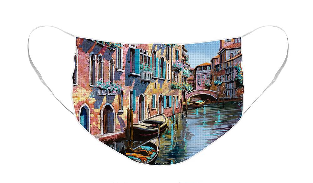 Venice Face Mask featuring the painting Venezia Tutta Rosa by Guido Borelli