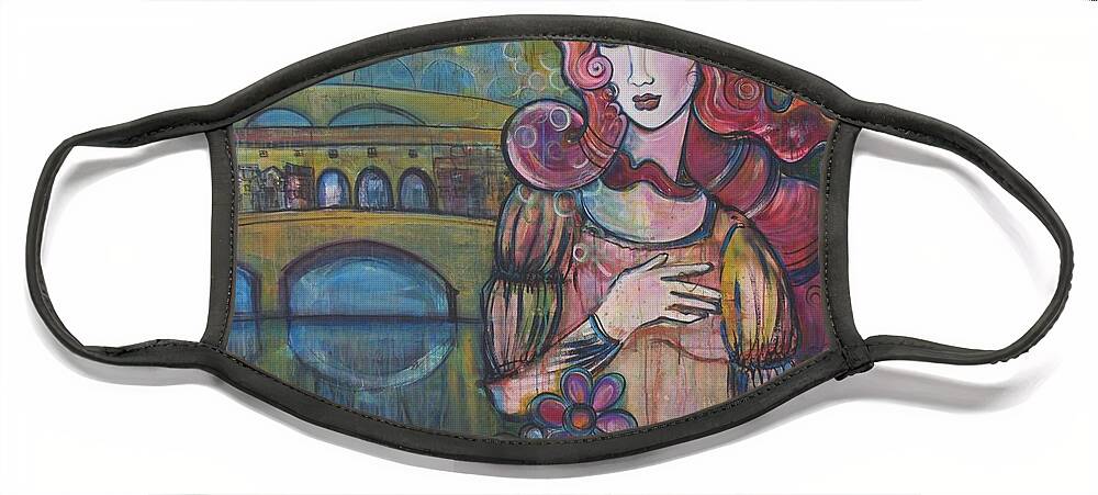 Venus Face Mask featuring the painting Venus and The Ponte Vecchio by Laurie Maves ART