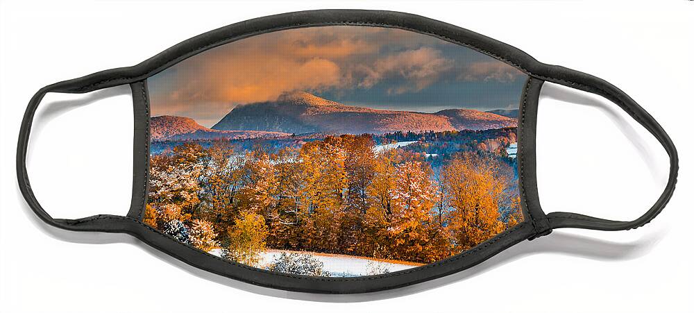 Autumn Face Mask featuring the photograph Vermont Snowliage Scene by Tim Kirchoff