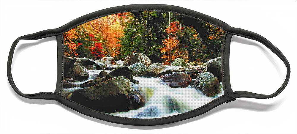 #jefffolger Face Mask featuring the photograph Vermonts fall color rapids by Jeff Folger