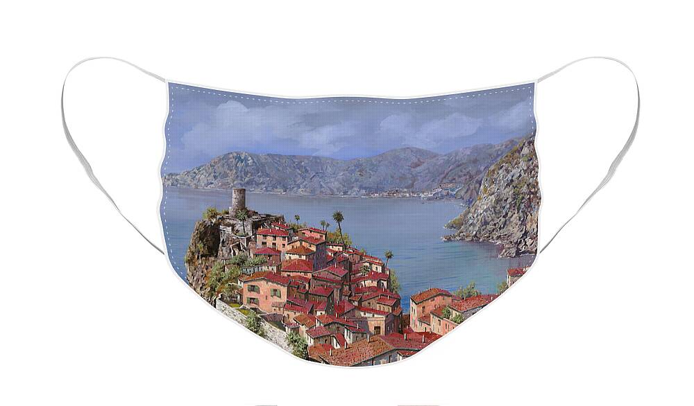 Seascapes Face Mask featuring the painting Vernazza-Cinque Terre by Guido Borelli