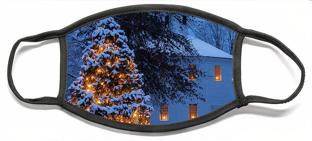 #jefffolger Face Mask featuring the photograph Vertical Vermont Round Church by Jeff Folger