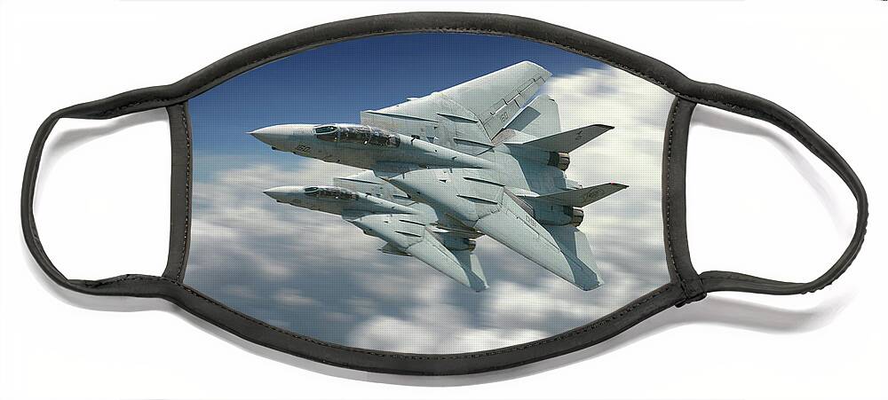 F-14 Tomcat Face Mask featuring the digital art VF-101 Grim reapers by Airpower Art