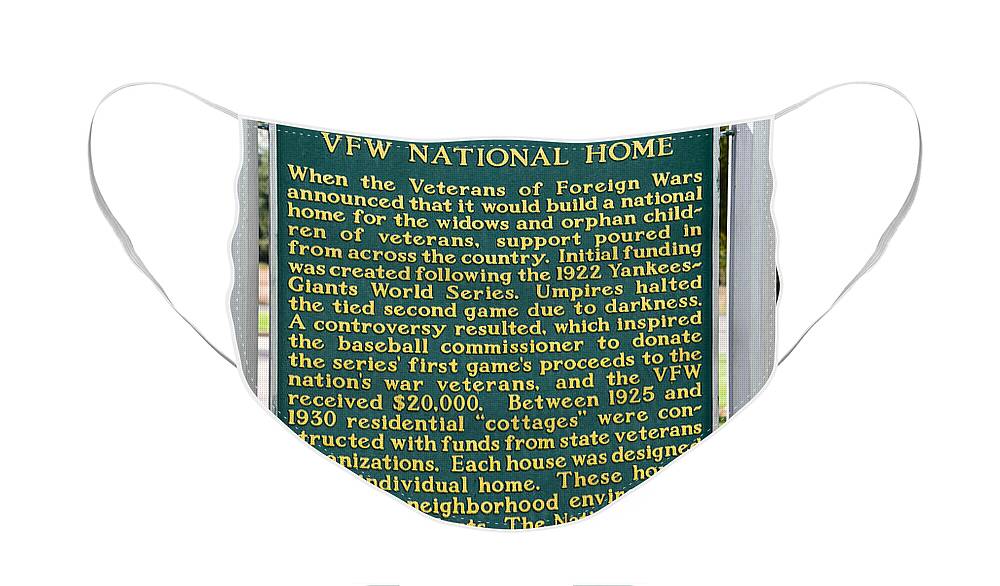 Vfw National Home Face Mask featuring the photograph VFW National Home Michigan Historical Site Sign by Grace Grogan