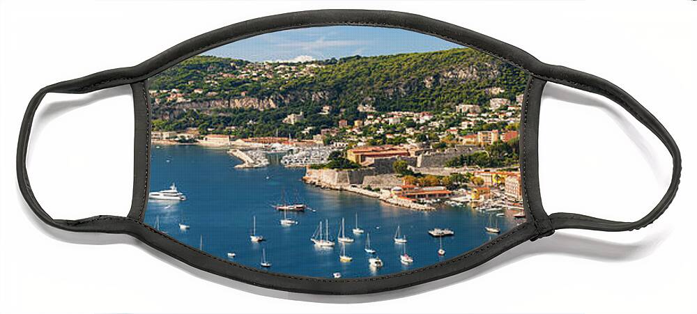 Villefranche-sur-mer Face Mask featuring the photograph French Riviera panorama by Elena Elisseeva