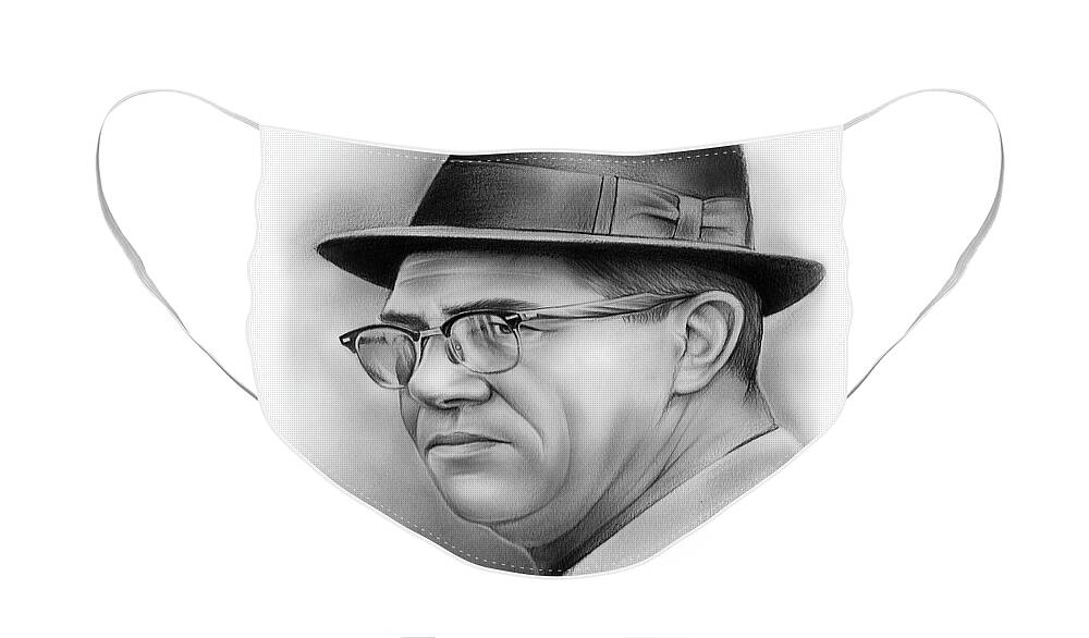 Vince Lombardi Face Mask featuring the drawing Vince Lombardi by Greg Joens