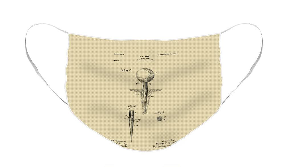 Golf Face Mask featuring the digital art Vintage 1899 Golf Tee Patent Artwork by Nikki Marie Smith