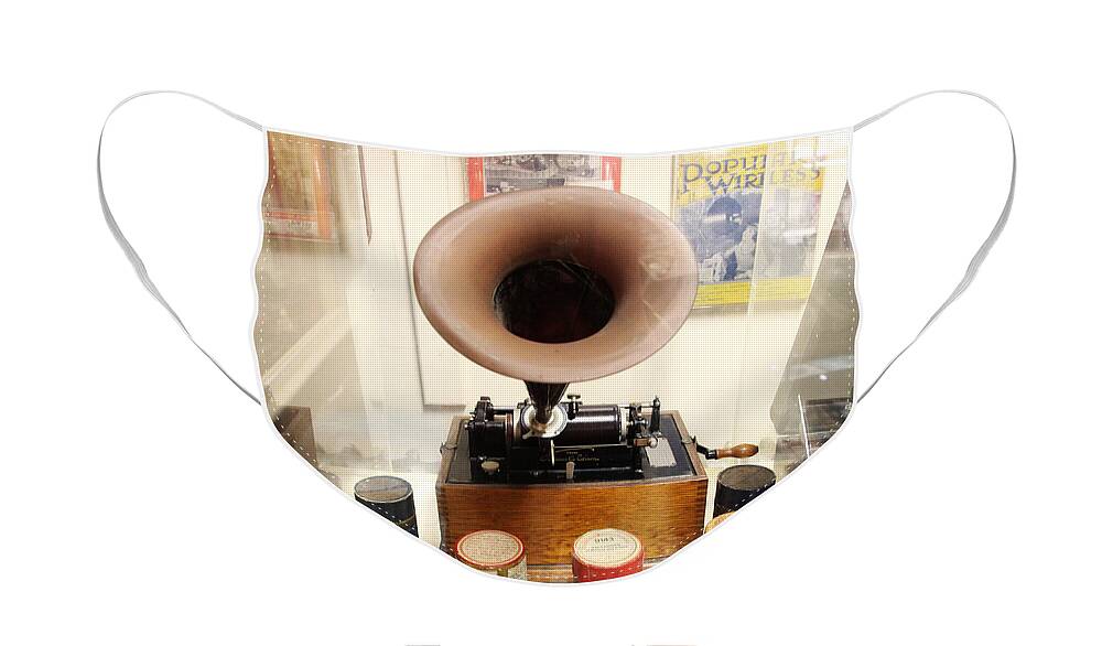 Edison Face Mask featuring the photograph Vintage Edison Cylinder Phonograph by Tom Conway