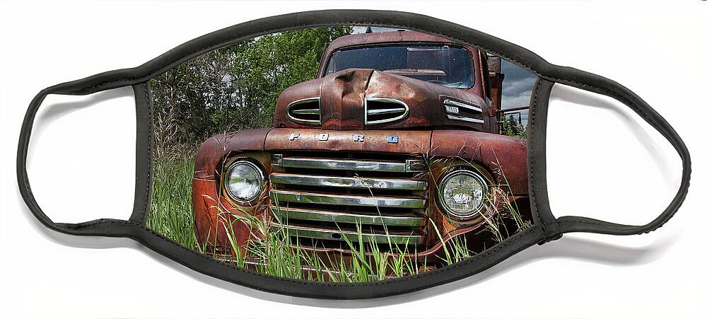 Rusty Trucks Face Mask featuring the photograph Vintage Ford Truck by Theresa Tahara