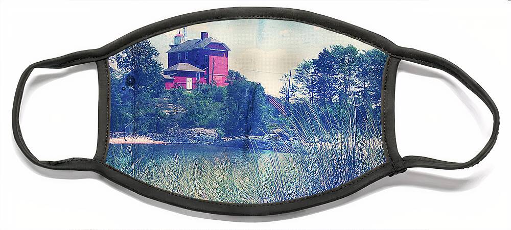 Photography Face Mask featuring the photograph Vintage Great Lakes Lighthouse by Phil Perkins