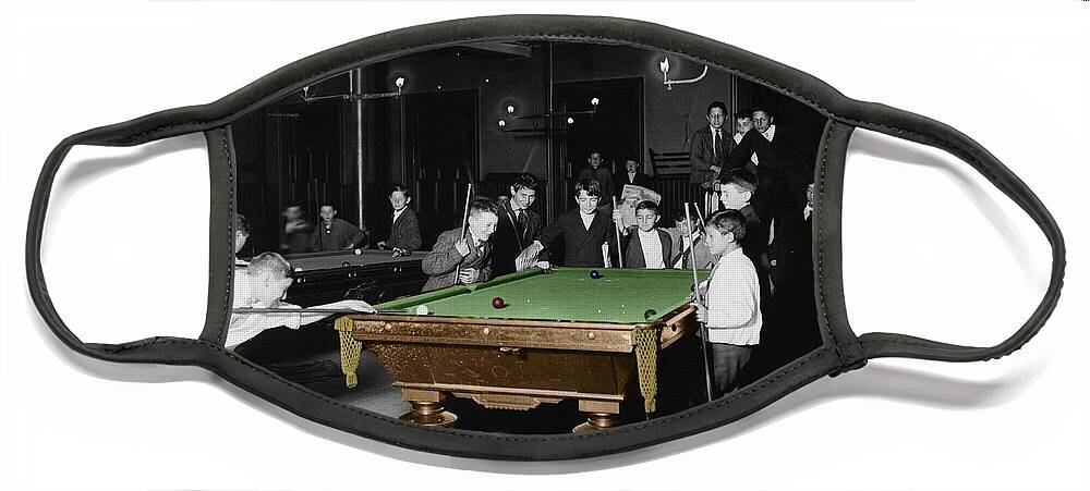 Pool Hall Face Mask featuring the photograph Vintage Pool Hall by Andrew Fare