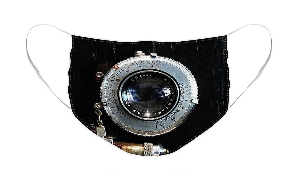 Speed Graphic Camera Face Mask featuring the photograph Vintage Speed Graphic Camera . 7D13214 by Wingsdomain Art and Photography