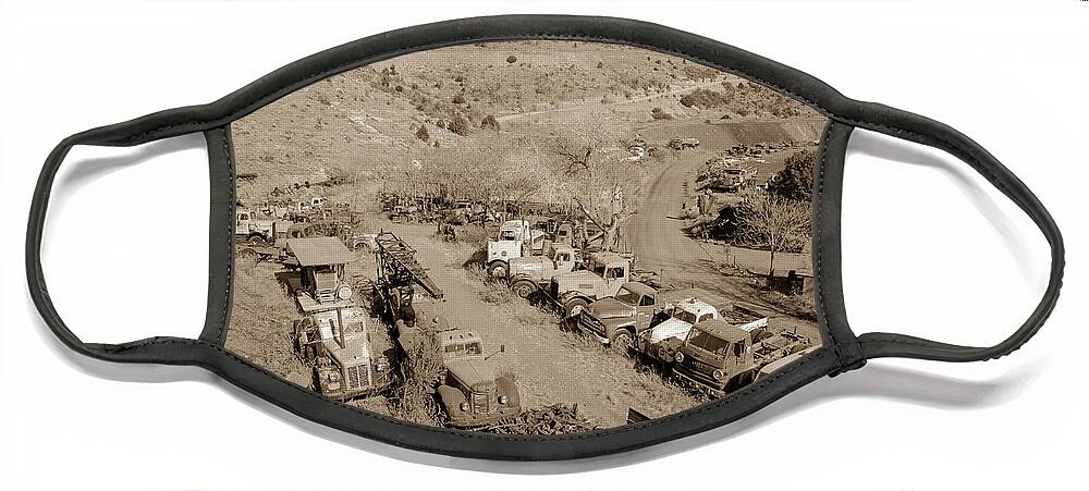Vintage Face Mask featuring the photograph Vintage Truck yard by Darrell Foster