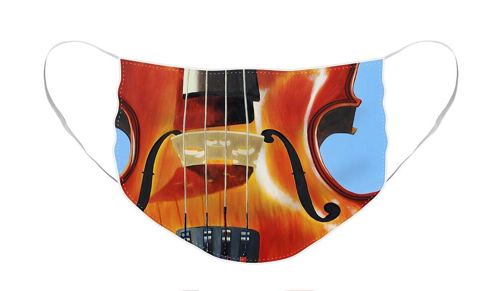 Violin Face Mask featuring the painting Violin by Emily Page