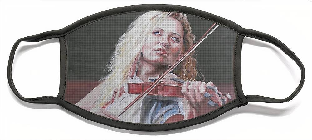 Female Face Mask featuring the painting Violin Solo by John Neeve