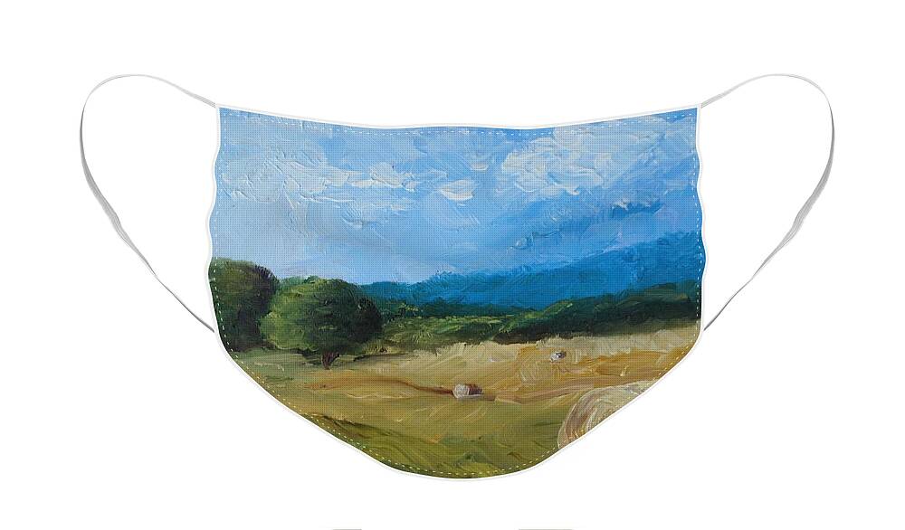 Hay Face Mask featuring the painting Virginia Hay Bales II by Donna Tuten