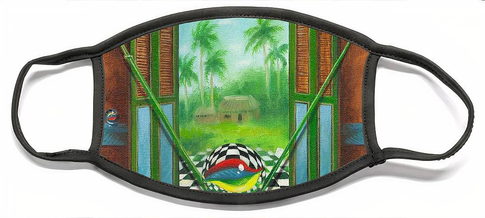 Marbles Face Mask featuring the painting Vitrales Campesino by Roger Calle
