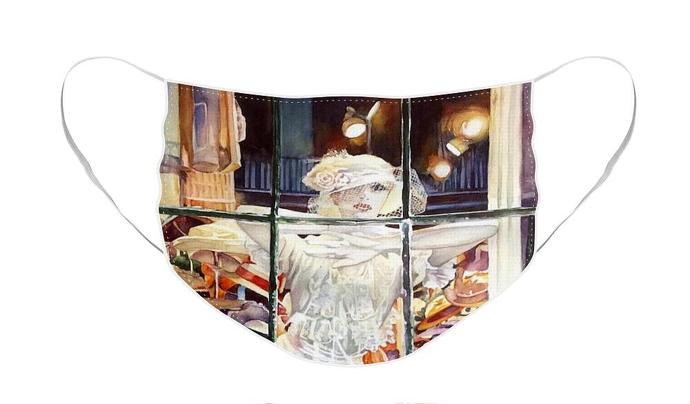 Girl Face Mask featuring the painting Vitrine - New Orleans - USA by Francoise Chauray