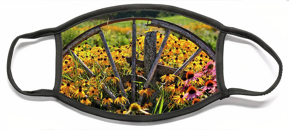 Wagon Wheel Face Mask featuring the photograph Wagon Wheel Flowers by Luke Moore