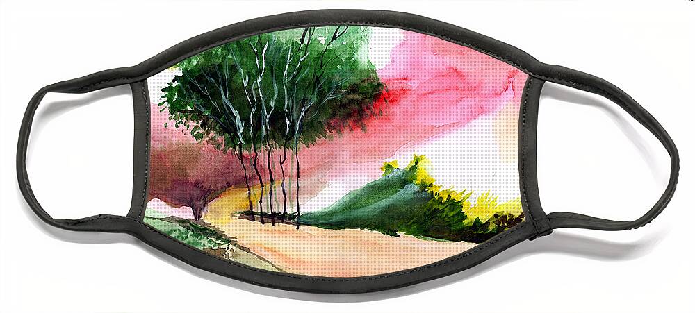 Watercolor Face Mask featuring the painting Walk away by Anil Nene