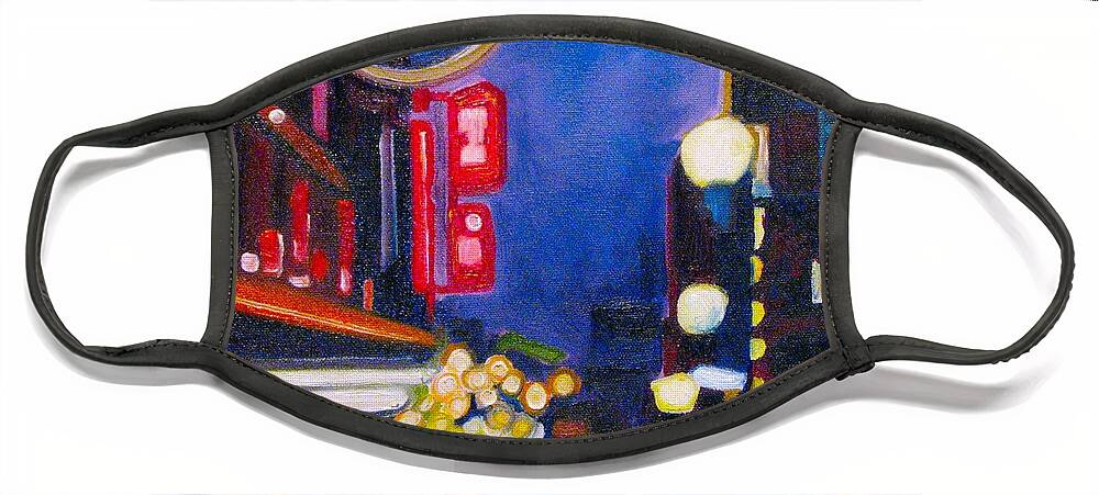 Night Scene Face Mask featuring the painting Wandering at Dusk by Patricia Arroyo