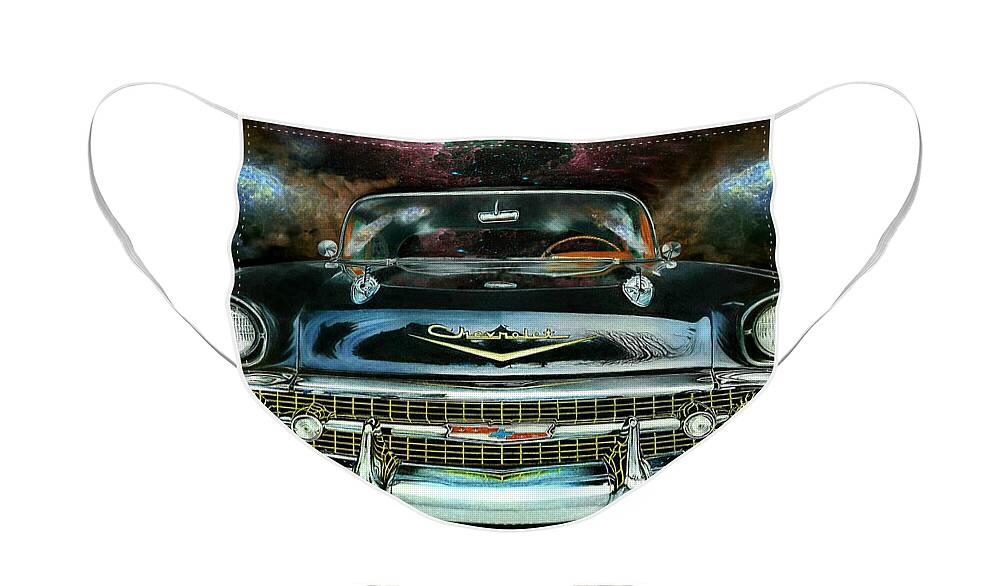 57 Chevy Face Mask featuring the mixed media Warp Nine by David Neace CPX