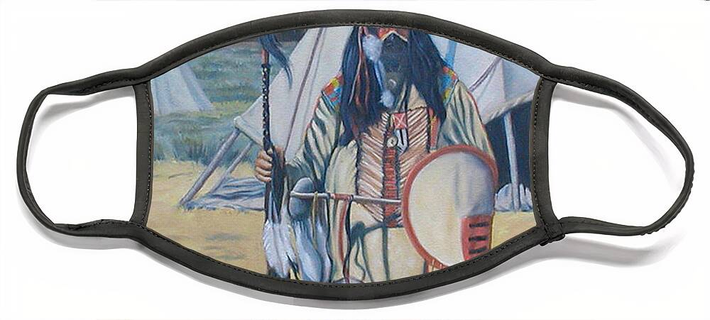 Oil Face Mask featuring the painting Warrior by Todd Cooper