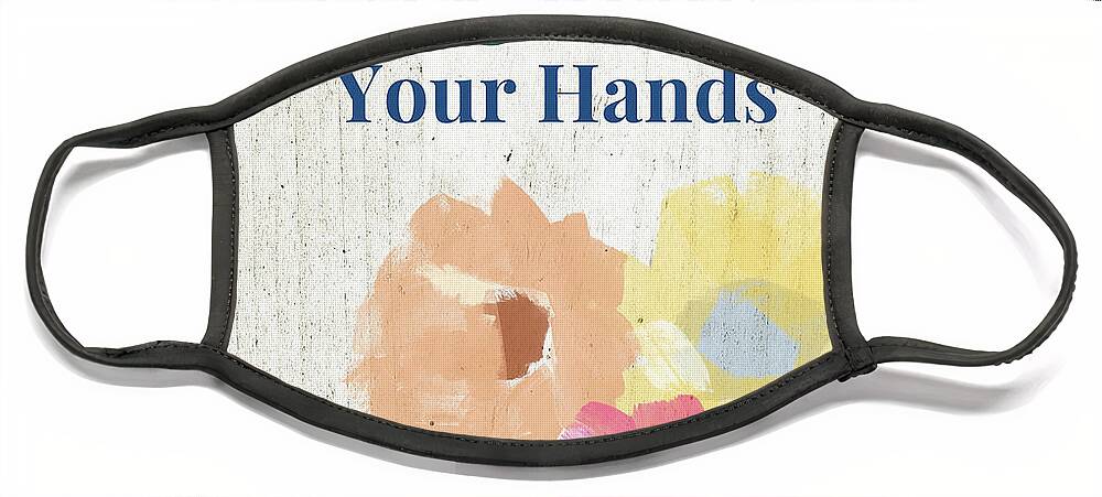 Wash Your Hands Face Mask featuring the painting Wash Your Hands Floral -Art by Linda Woods by Linda Woods