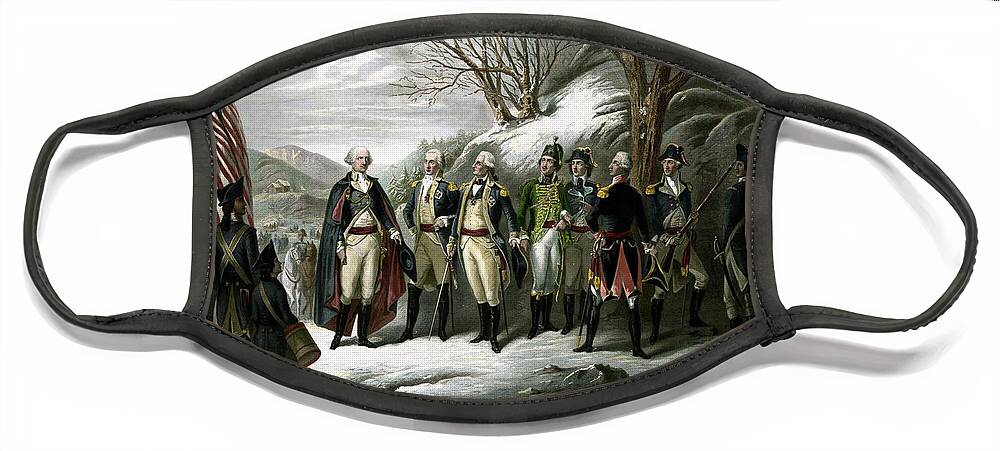 George Washington Face Mask featuring the painting Washington and His Generals by War Is Hell Store
