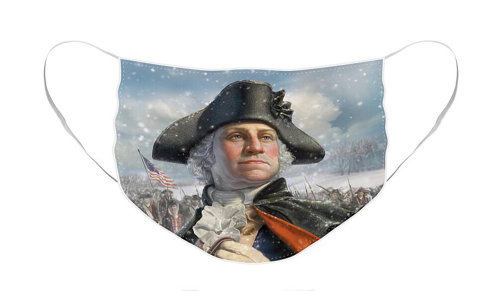 George Washington Face Mask featuring the digital art Washington At Valley Forge by Mark Fredrickson