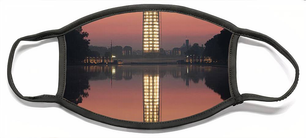 Sky Face Mask featuring the photograph Washington Monument at Dawn by Ed Clark