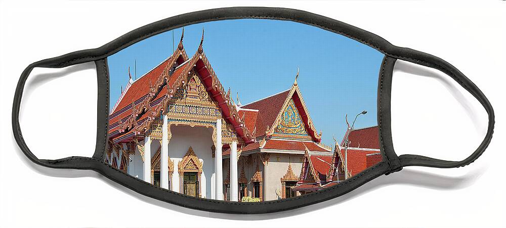 Scenic Face Mask featuring the photograph Wat Bangphratoonnok Phra Ubosot and Phra Wihan DTHB0557 by Gerry Gantt