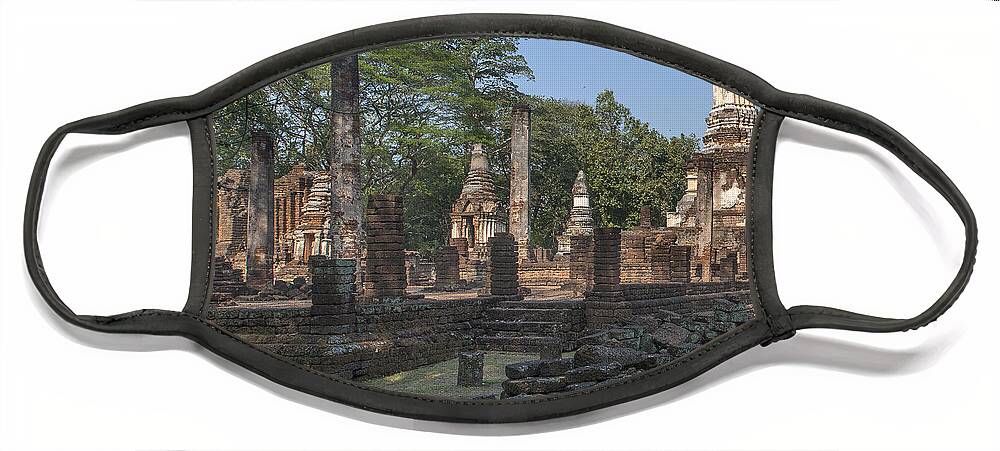 Temple Face Mask featuring the photograph Wat Chedi Ched Thaeo Main Wihan and Main Chedi DTHST0130 by Gerry Gantt