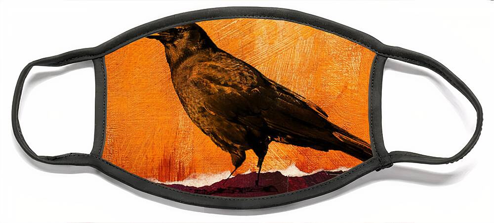 Crow Face Mask featuring the mixed media Watching by Nancy Merkle