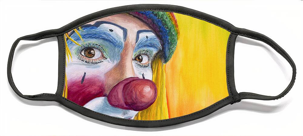 Daniel Flores Face Mask featuring the painting Watercolor Clown #22 Daniel Flores by Patty Vicknair