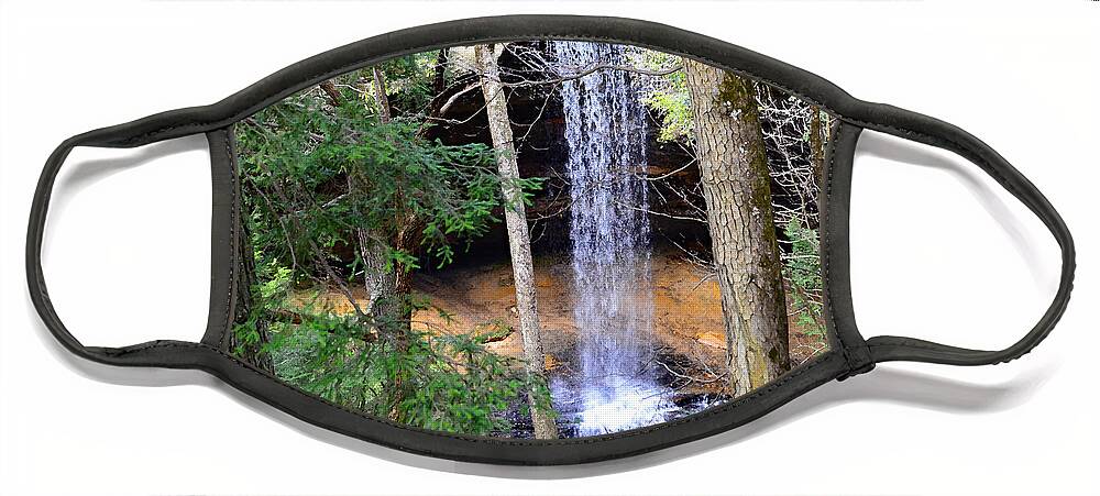 Northrup Falls Face Mask featuring the mixed media The Northrup Waterfall  Tennessee by Stacie Siemsen