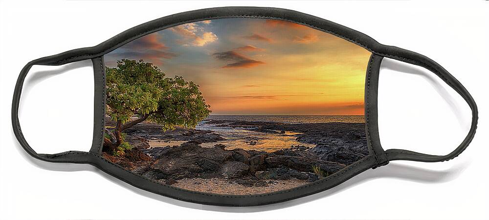 Sunset Face Mask featuring the photograph Wawaloli Beach Sunset by Susan Rissi Tregoning