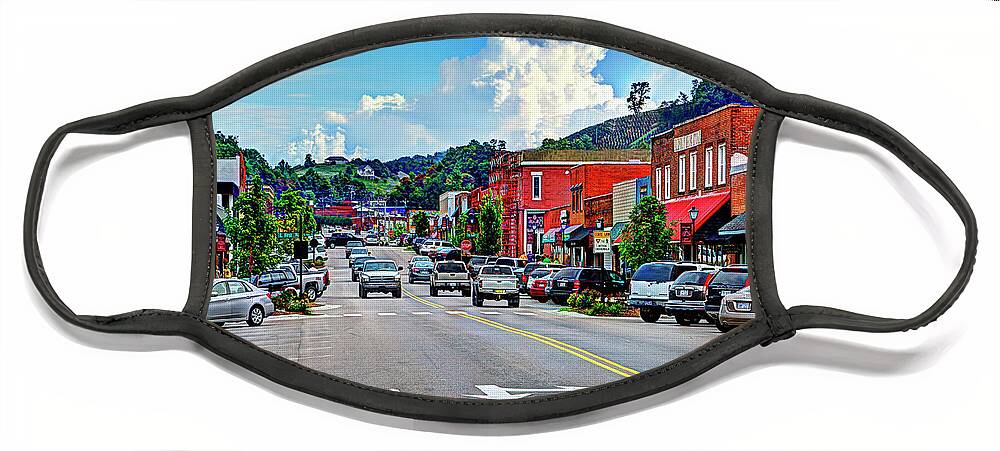 West Jefferson Nc Face Mask featuring the photograph West Jefferson Streetscape by Dale R Carlson