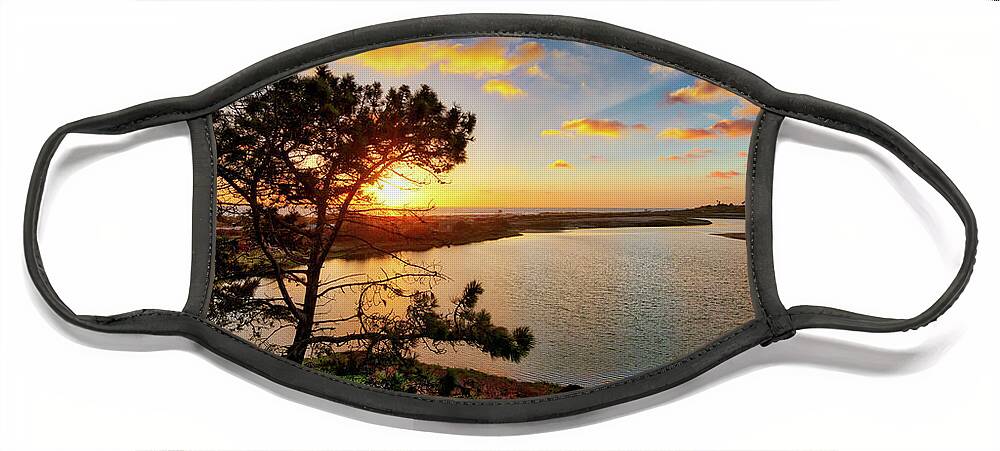 Batiquitos Lagoon Face Mask featuring the photograph What a Glow at the Batiquitos Lagoon by David Levin