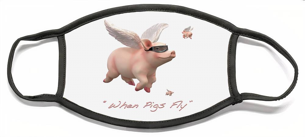 Pigs Fly Face Mask featuring the photograph When Pigs Fly by Mike McGlothlen