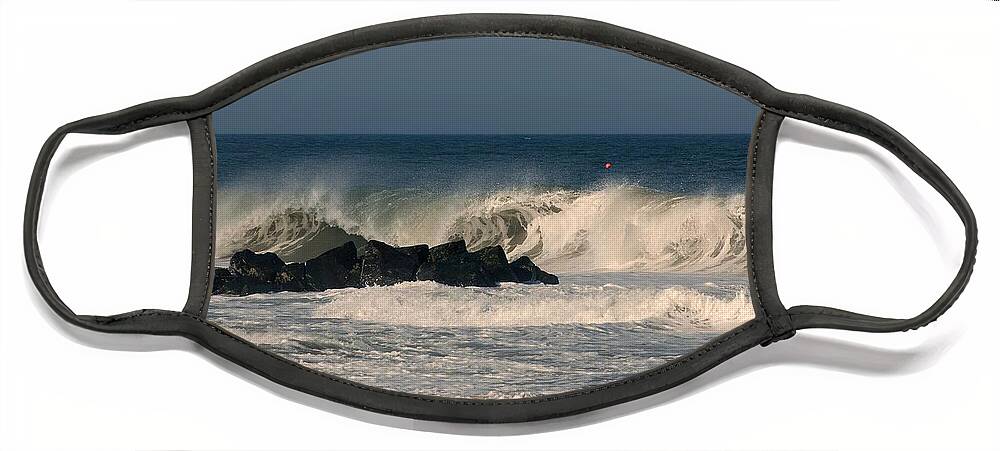 Jersey Shore Face Mask featuring the photograph When the Ocean Speaks - Jersey Shore by Angie Tirado