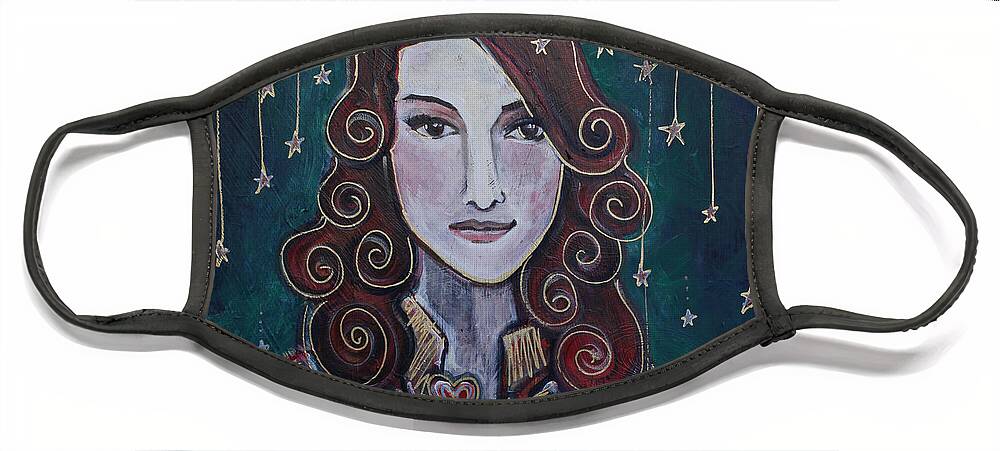 Brandi Carlile Face Mask featuring the painting When The Stars Fall for Brandi Carlile by Laurie Maves ART