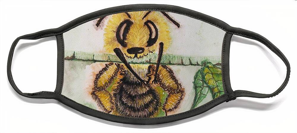 Bumblebees Face Mask featuring the painting Where Am I by Patricia Arroyo